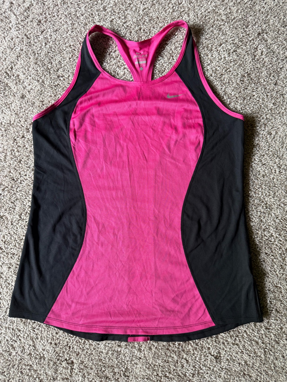 Nike Hot Pink and Black Dri-FIT Athletic Tank